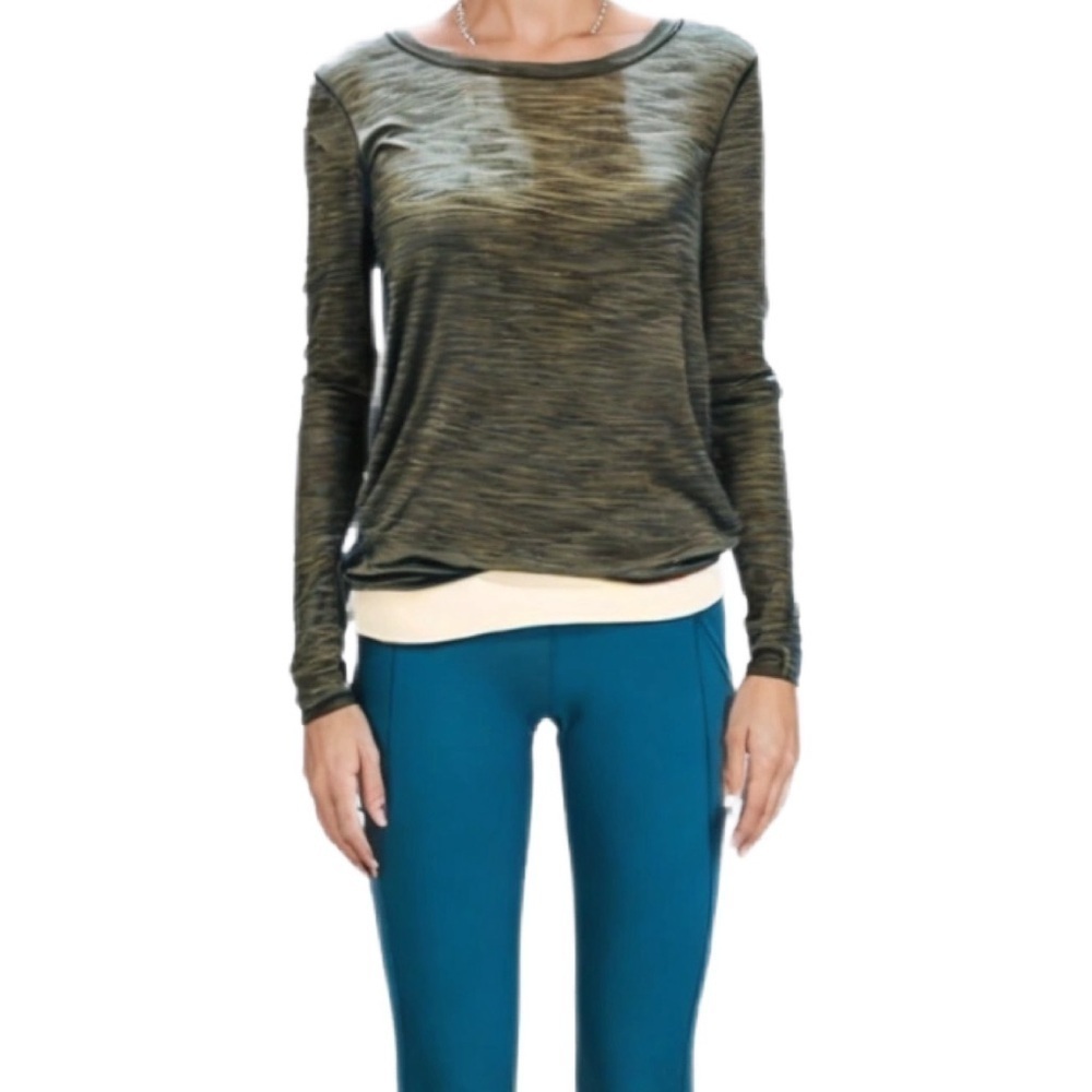 Lululemon Forest Green Long Sleeve Activewear Top Size 4